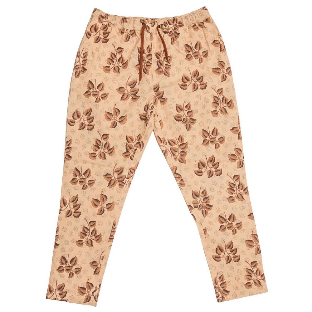 Mens Pants Joggers Beige Brown Floral Drawstring Loose Harem Casual Beach Large
